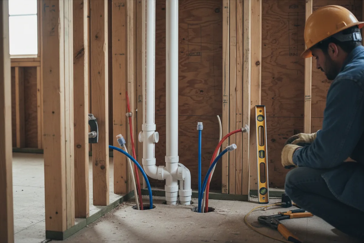 Drain and supply rough-in during Drain Cleaning in Klemme